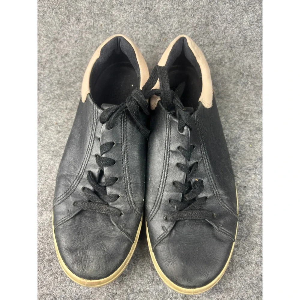 Ecco Soft 7 Sneakers Womens 38 Black Tan Leather Low Top Lace Up Shoes
